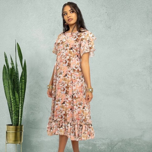 Pink Printed Dress | Harmony Hues Collection | Muvvas Boutique - Picture 4 of 6